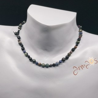 Edelstein Collier Kosmos, handgeknüpft, 59 Steine